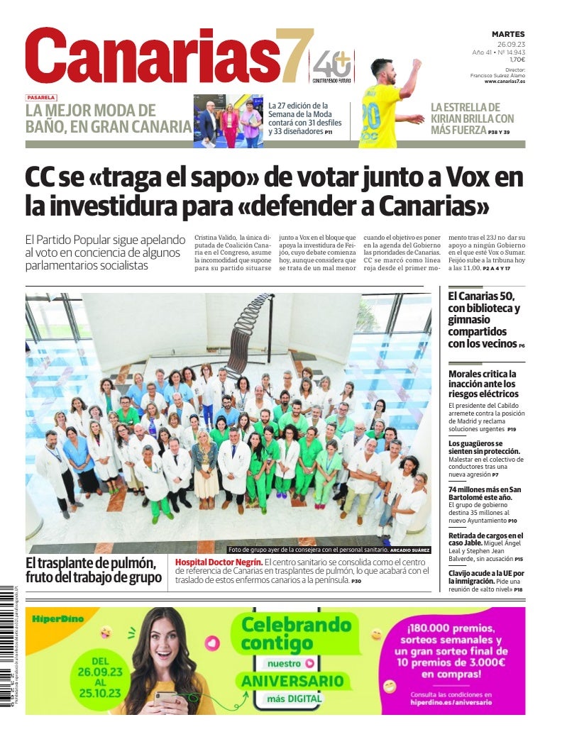 Portada Canarias7 26-09-2023