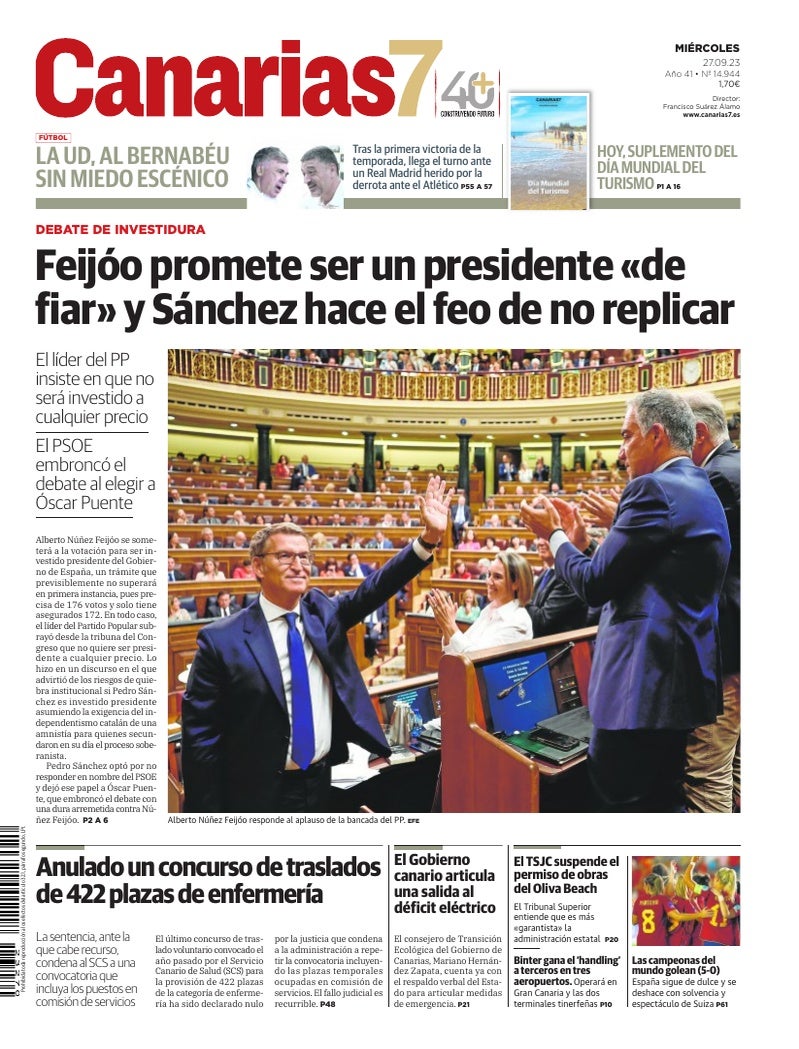 Portada Canarias7 27-09-2023