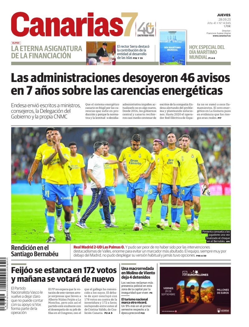 Portada Canarias7 28-09-2023