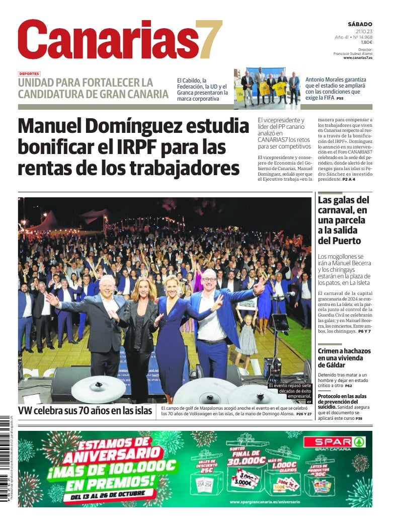Portada Canarias7 21-10-2023