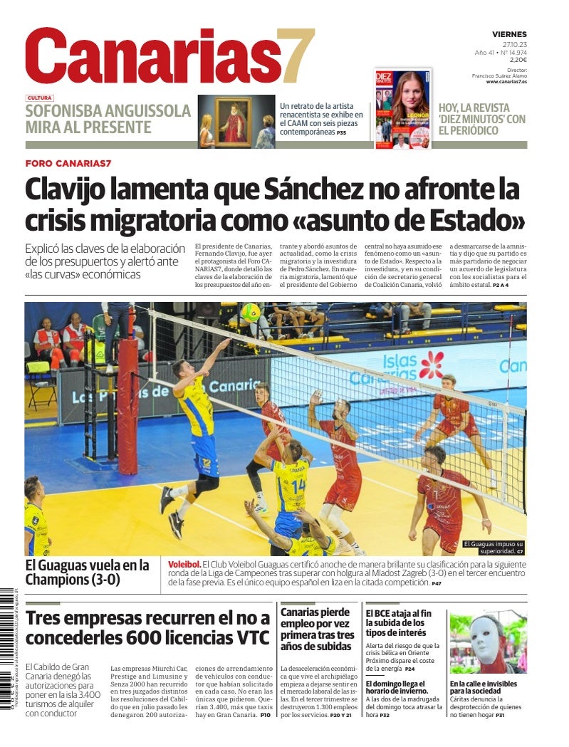 Portada Canarias7 27-10-2023