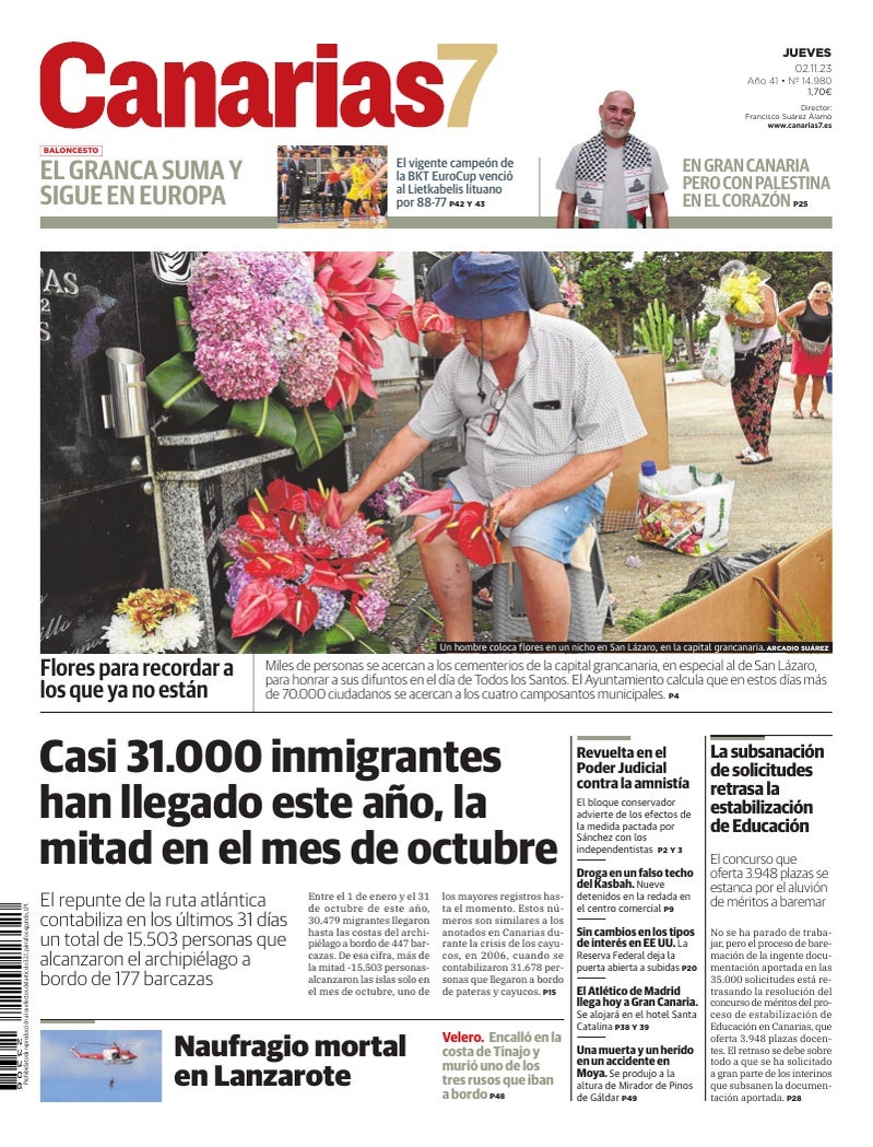 Portada Canarias7 02-11-2023