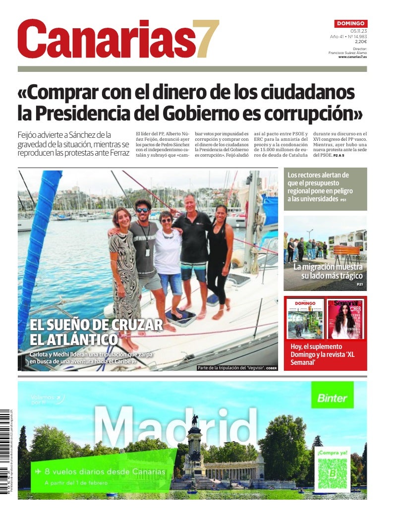 Portada Canarias7 05-11-2023
