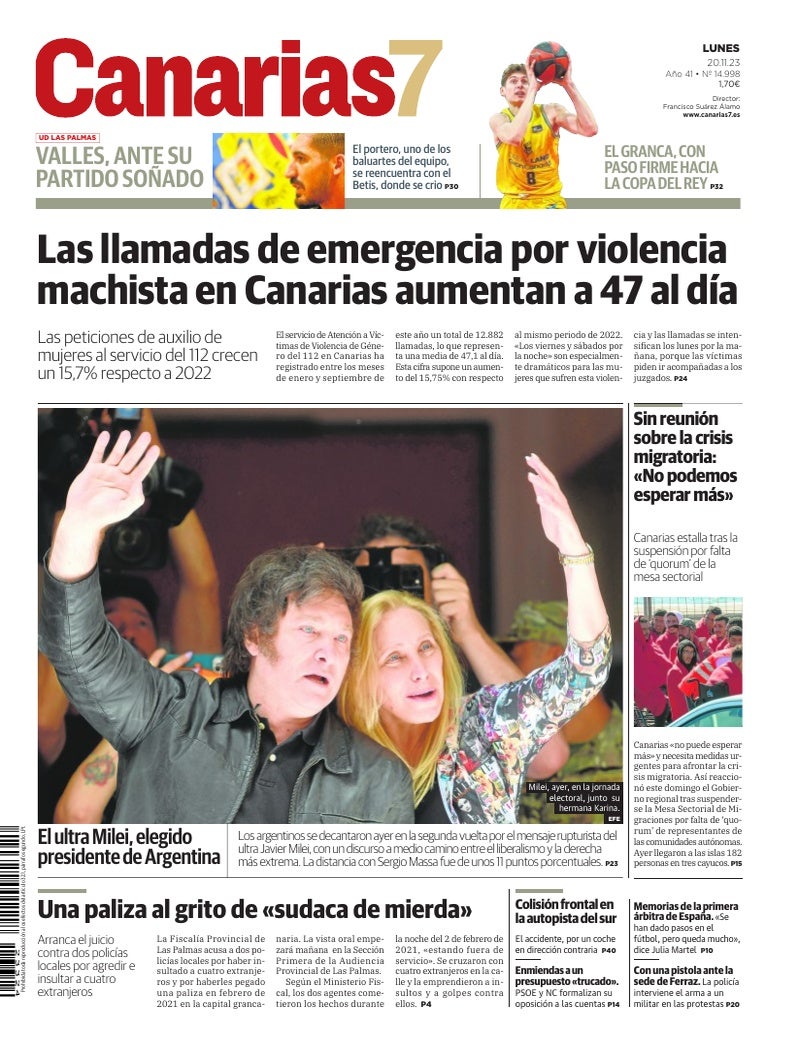 Portada Canarias7 20-11-2023