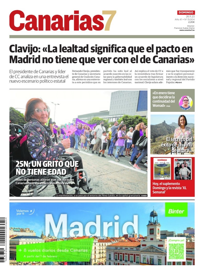 Portada Canarias7 26-11-2023