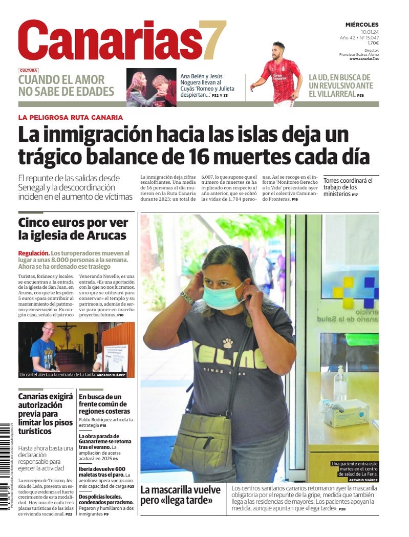 Portada Canarias7 10-01-2024