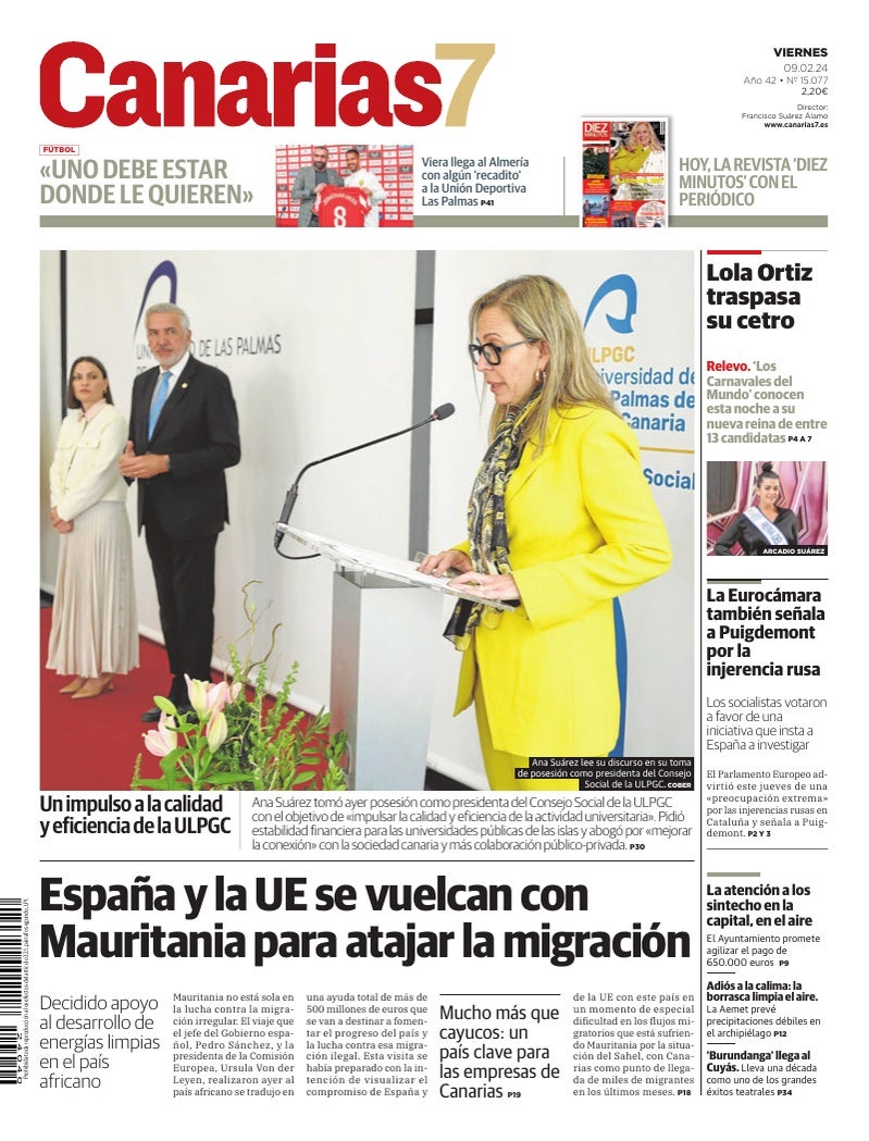 Portada Canarias7 09-02-2024