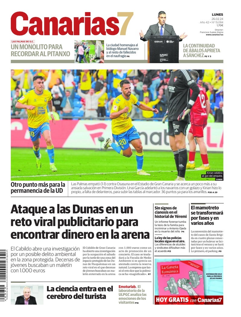 Portada Canarias7 26-02-2024