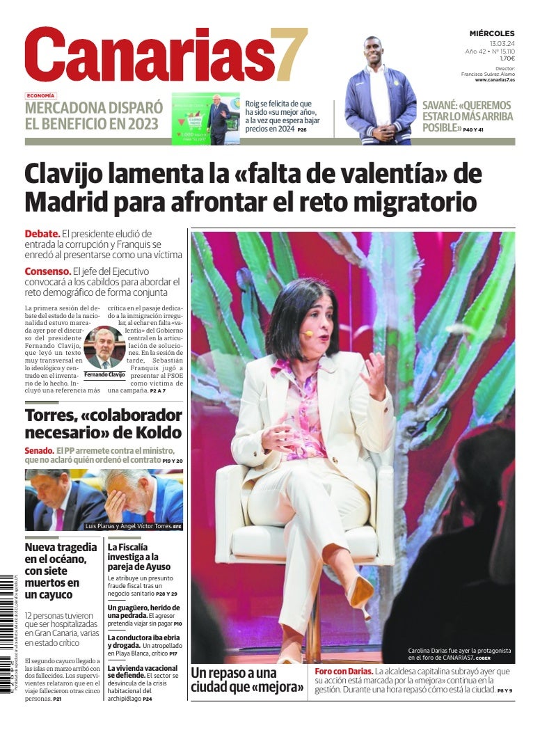 Portada Canarias7 13-03-2024