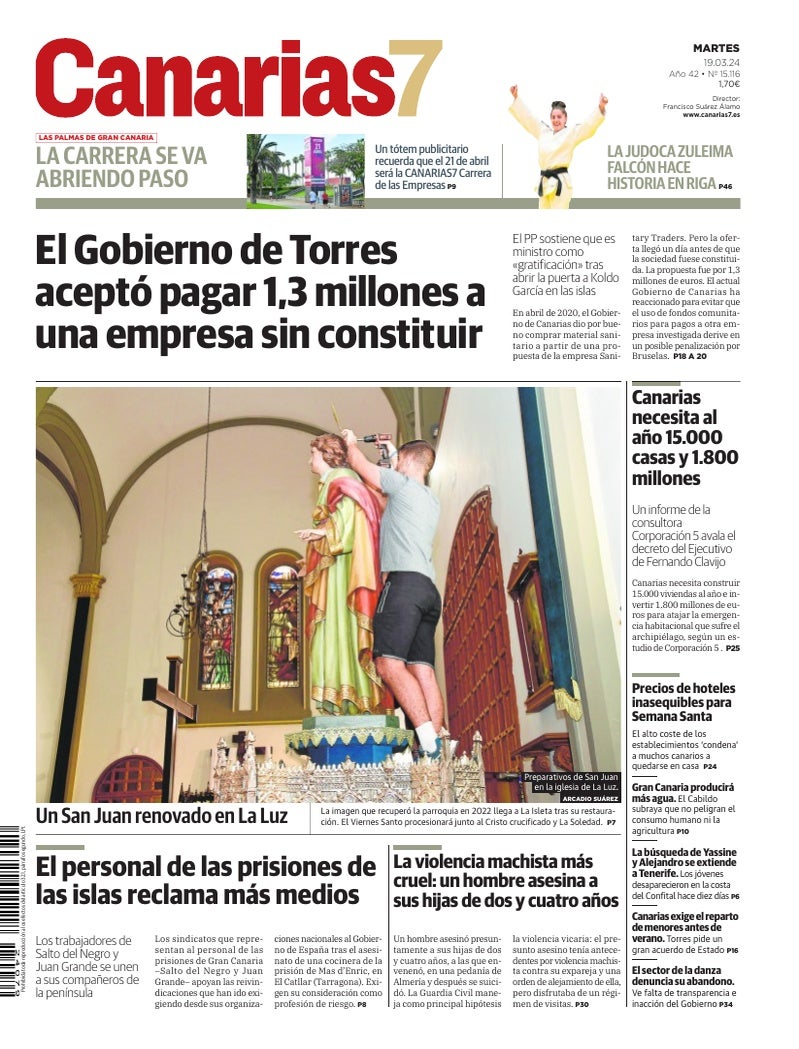 Portada Canarias7 19-03-2024