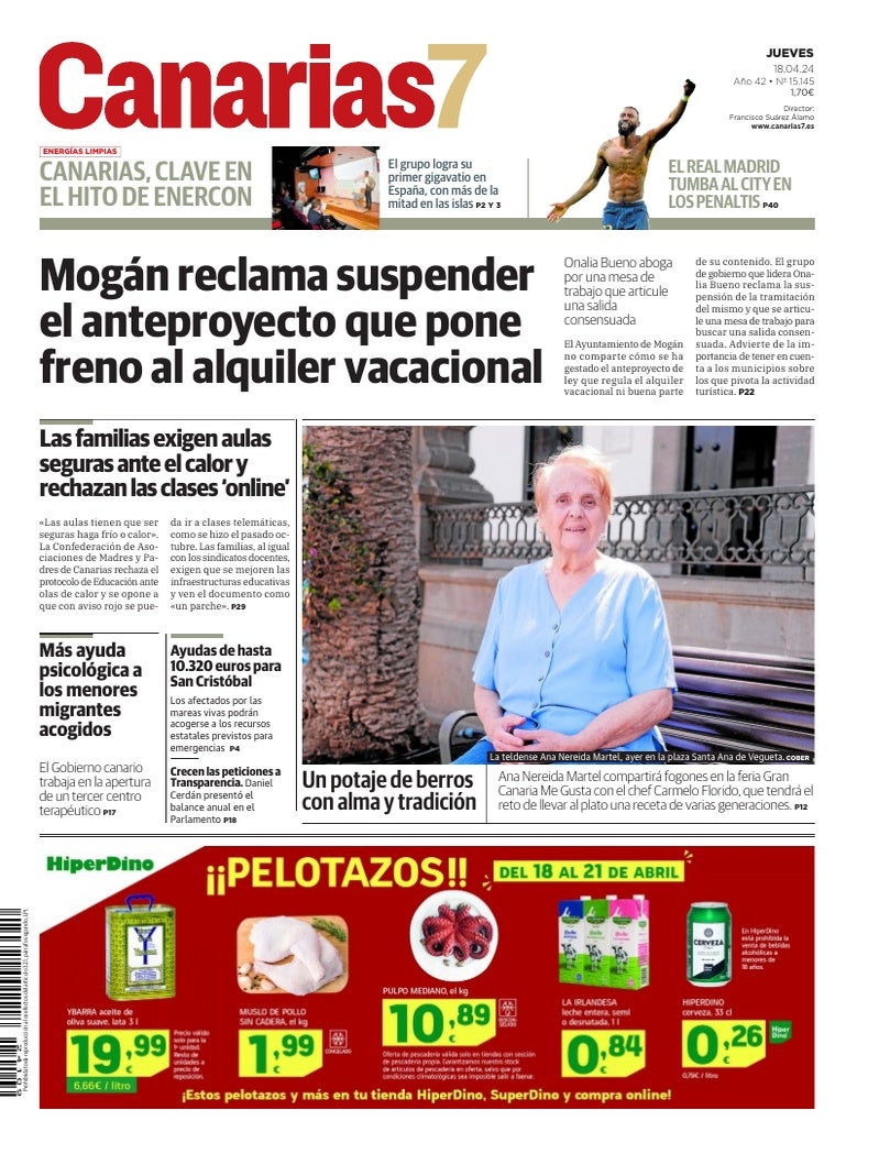 Portada Canarias7 18-04-2024