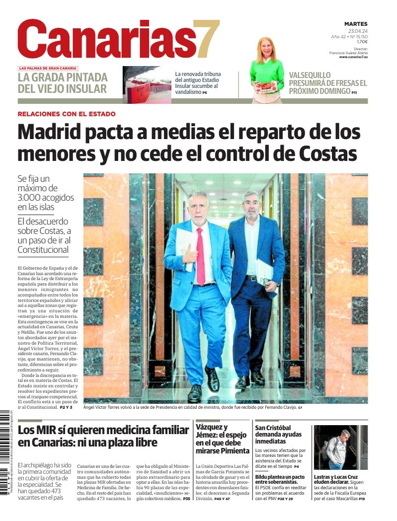 Portada Canarias7 23-04-2024