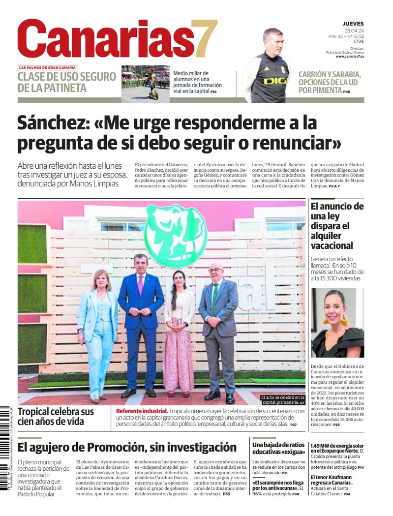 Portada Canarias7 25-04-2024