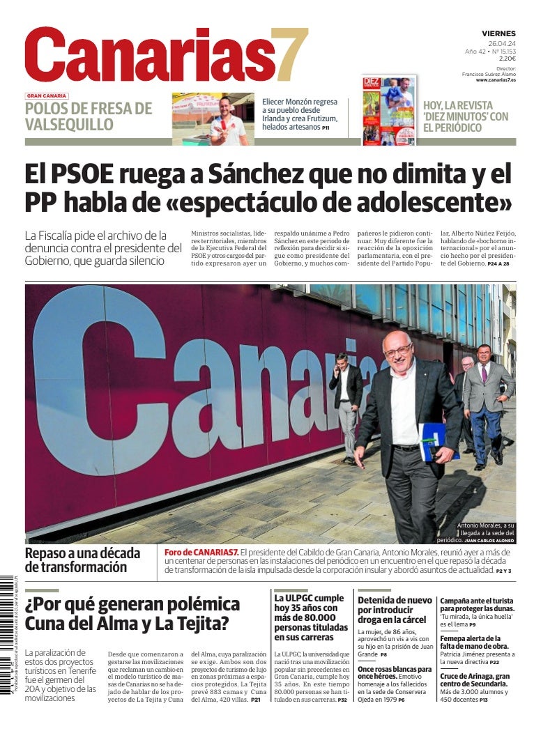 Portada Canarias7 26-04-2024