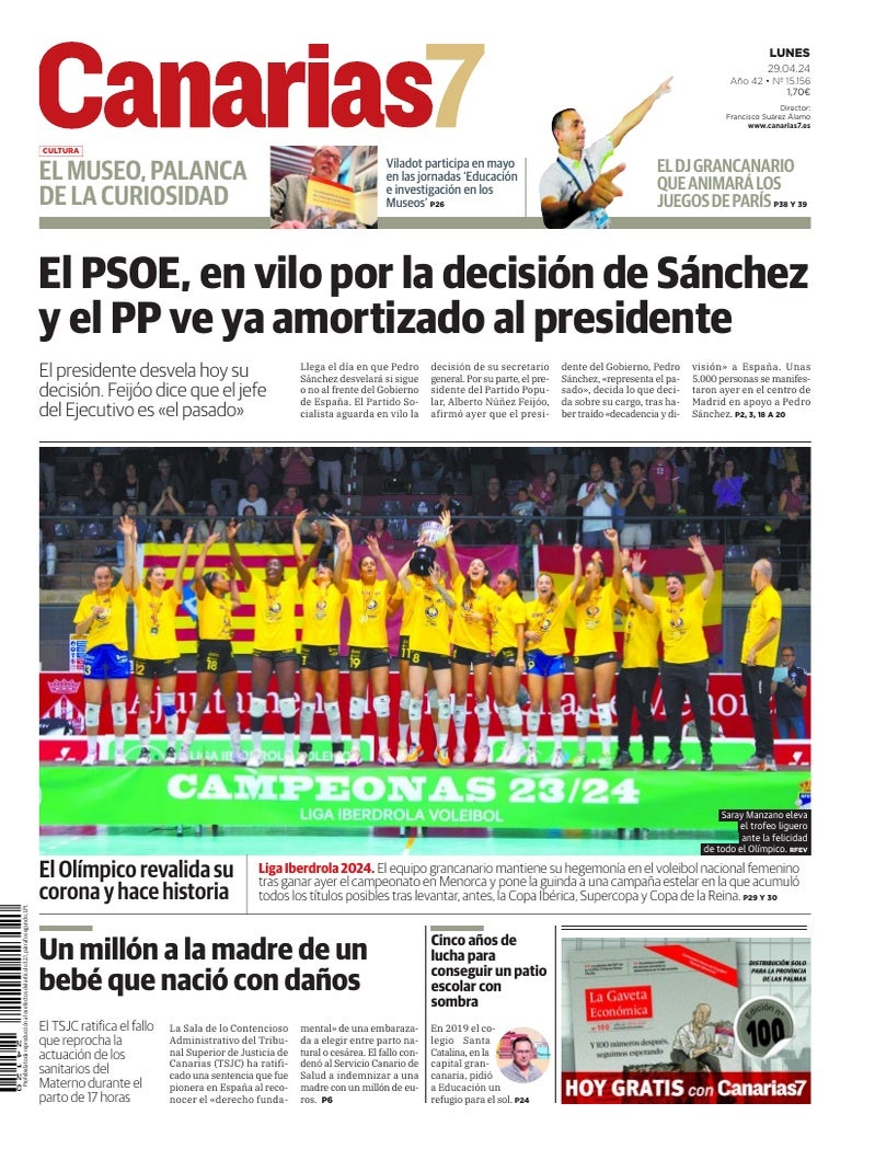 Portada Canarias7 29-04-2024