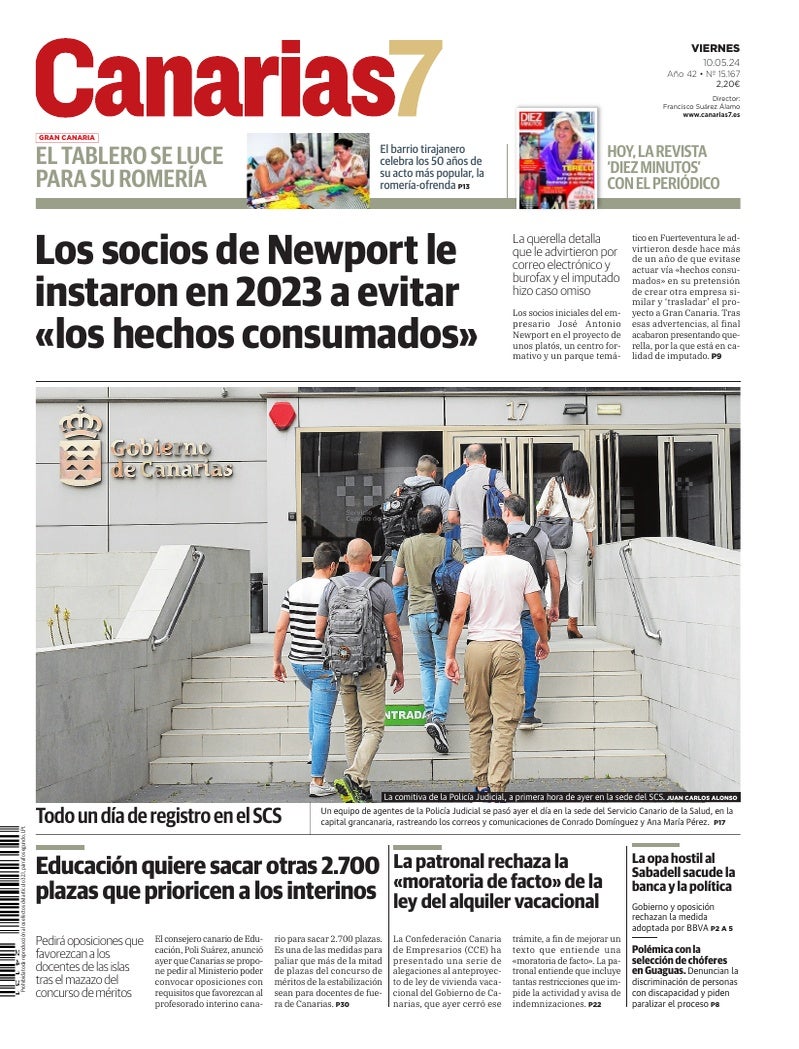 Portada Canarias7 10-05-2024