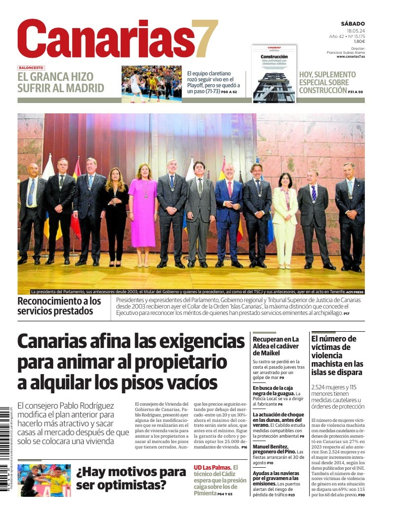 Portada Canarias7 18-05-2024
