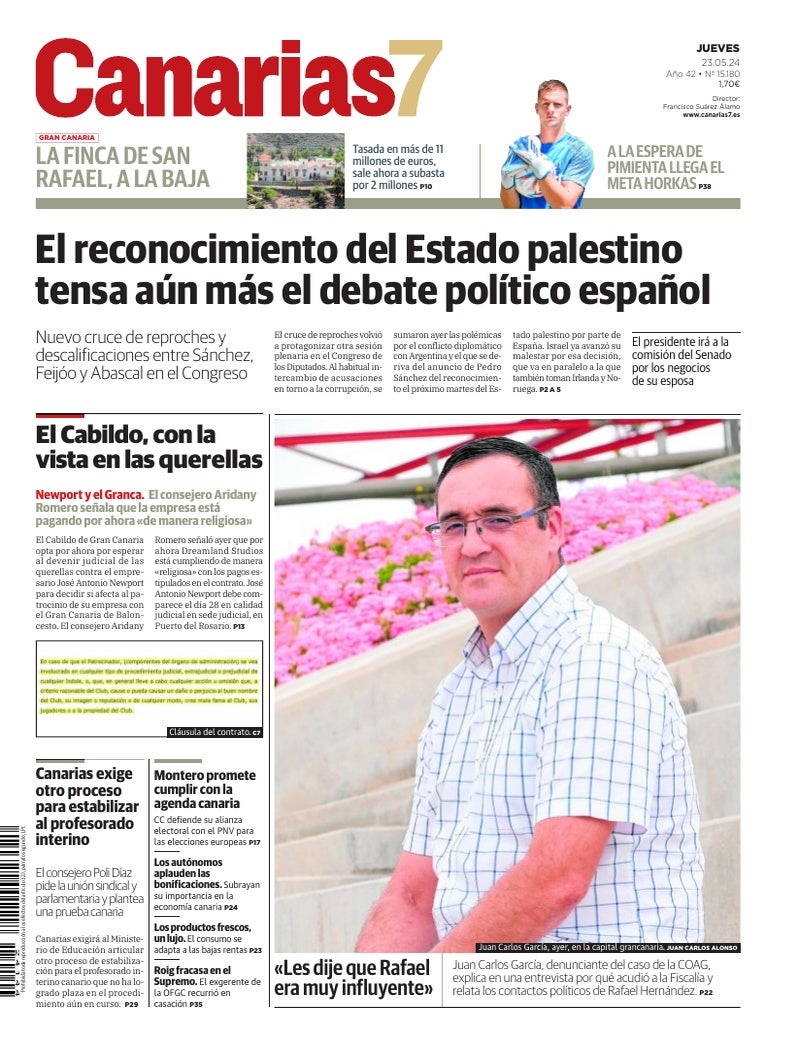 Portada Canarias7 23-05-2024