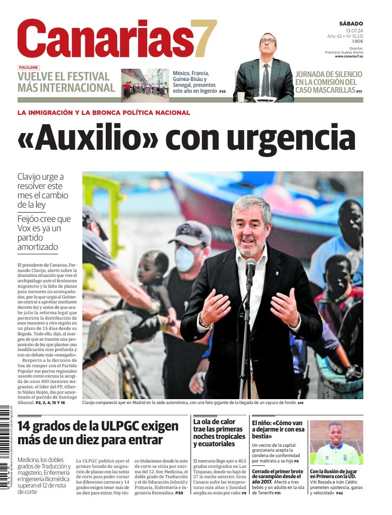 Portada Canarias7 13-07-2024