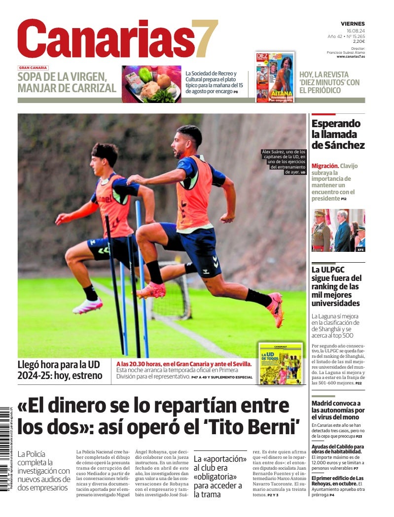 Portada Canarias7 16-08-2024