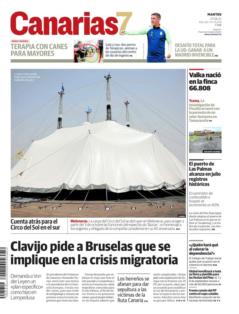 Portada Canarias7 27-08-2024