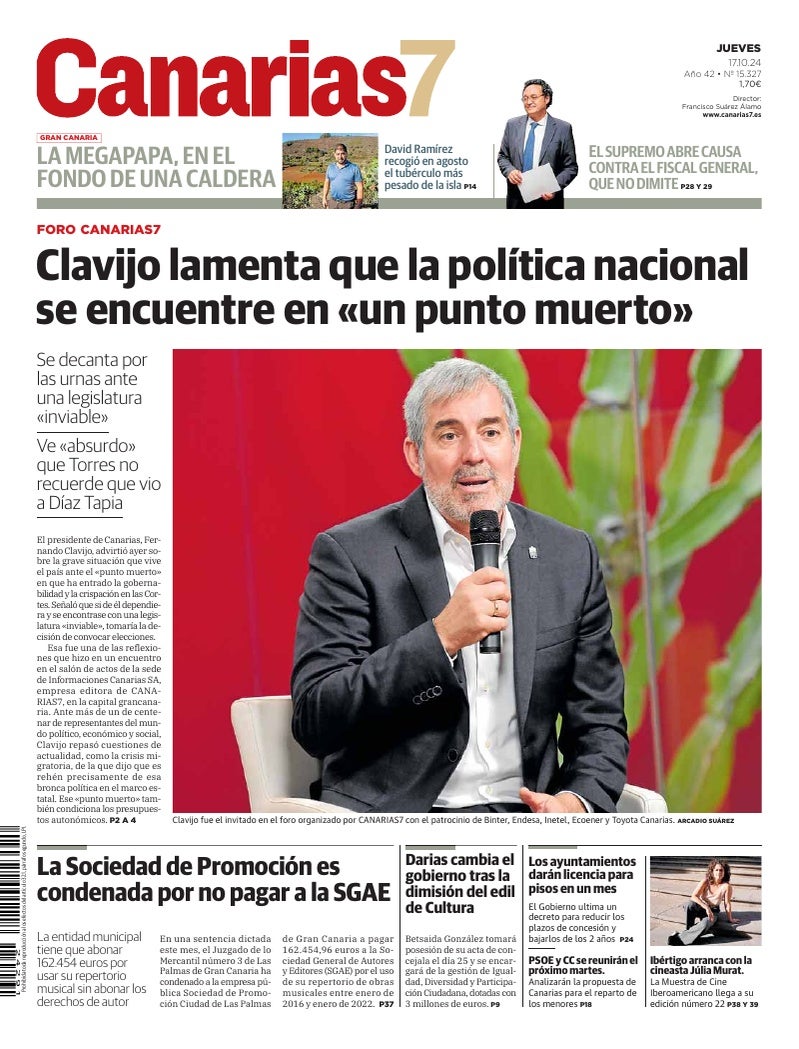 Portada Canarias7 17-10-2024