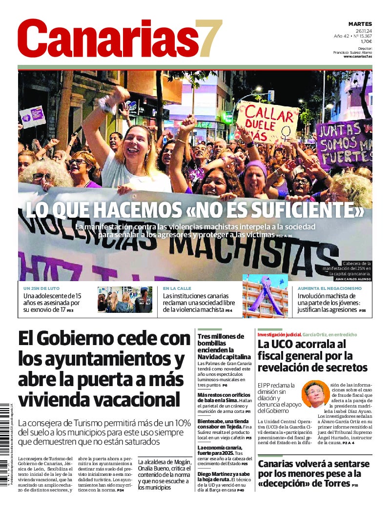 Portada Canarias7 26-11-2024