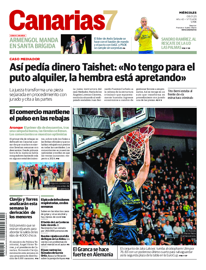 Portada Canarias7 08-01-2025