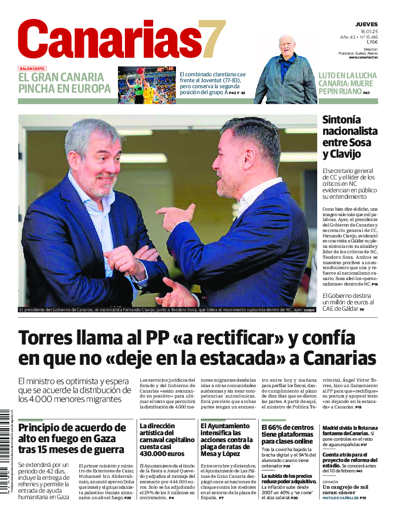 Portada Canarias7 16-01-2025