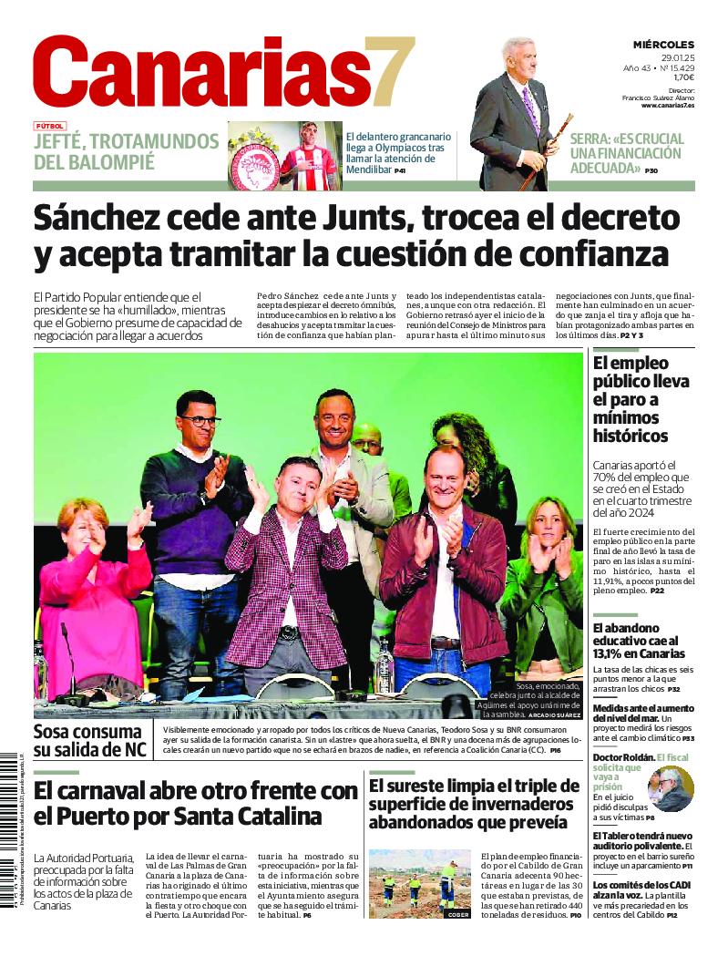 Portada Canarias7 29-01-2025