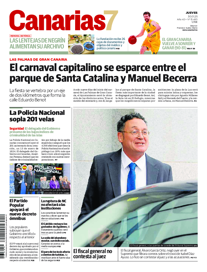 Portada Canarias7 30-01-2025