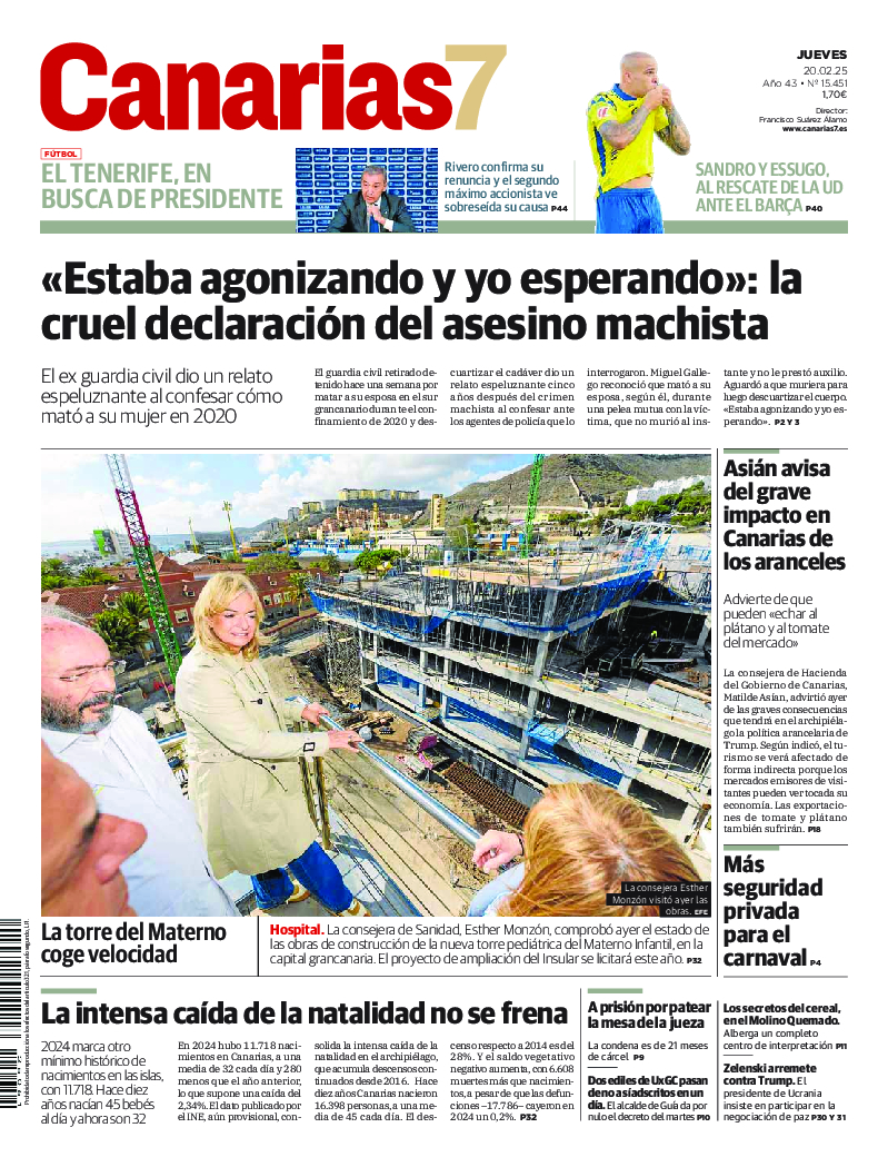Portada Canarias7 20-02-2025