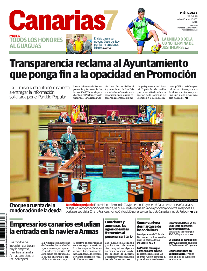 Portada Canarias7 26-02-2025