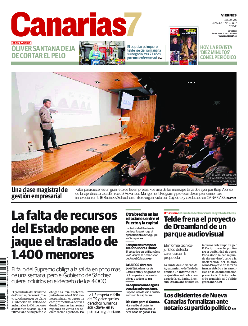 Portada Canarias7 28-03-2025