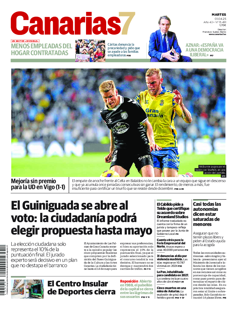 Portada Canarias7 01-04-2025