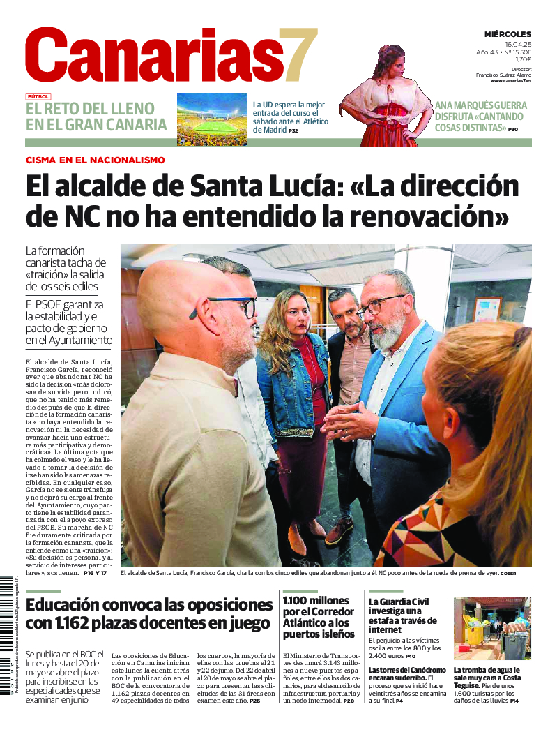 Portada Canarias7 16-04-2025