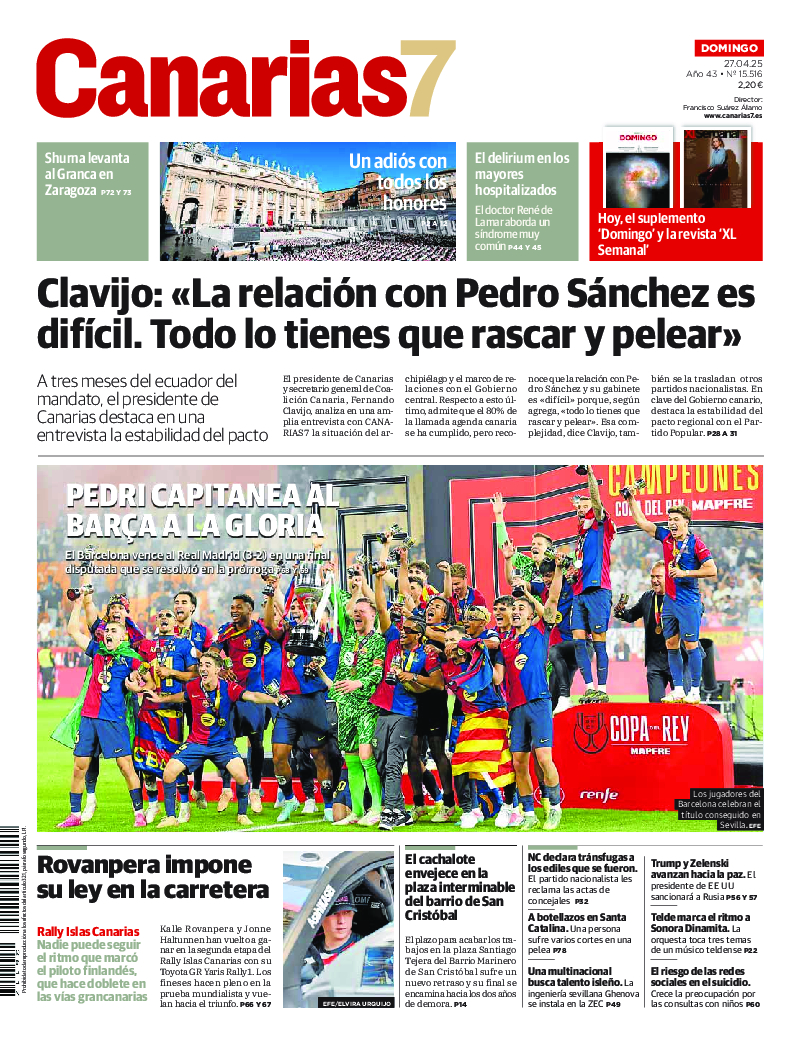 Portada Canarias7 27-04-2025