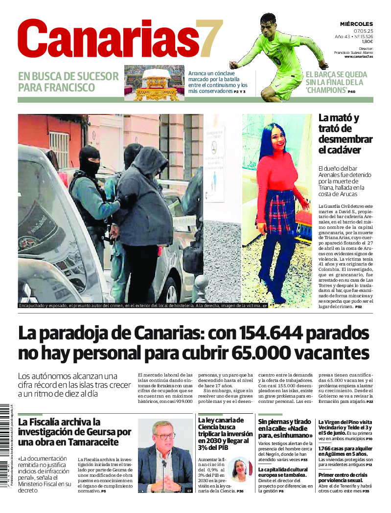 Portada Canarias7 07-05-2025