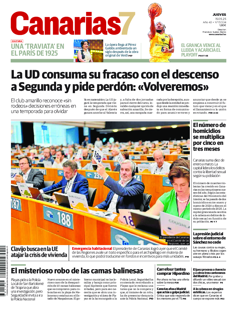 Portada Canarias7 15-05-2025