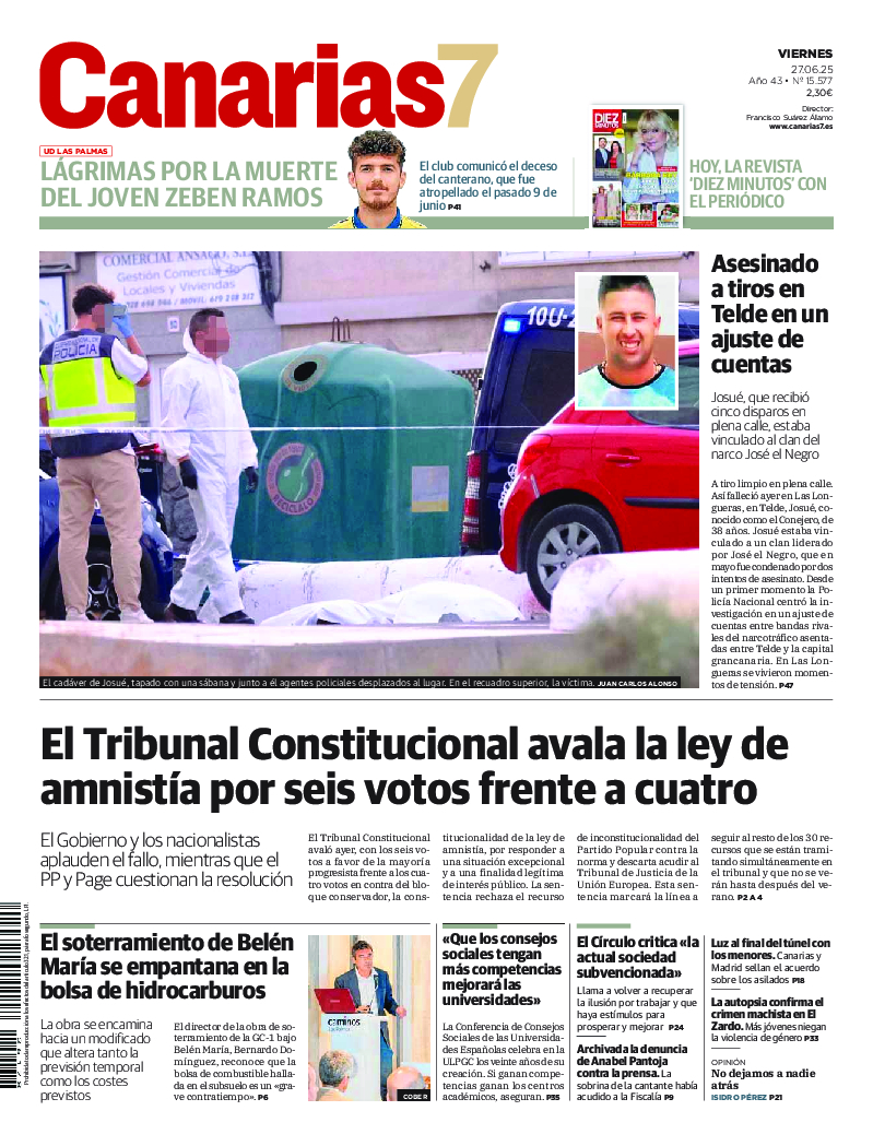 Portada Canarias7 27-06-2025