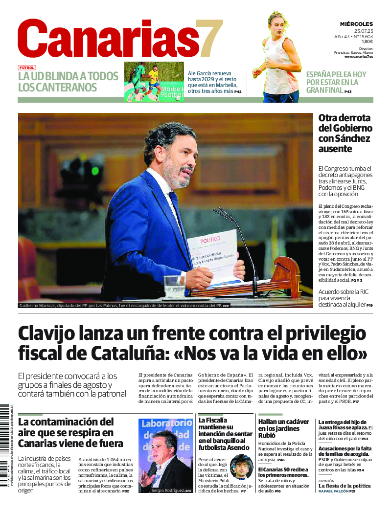 Portada Canarias7 23-07-2025