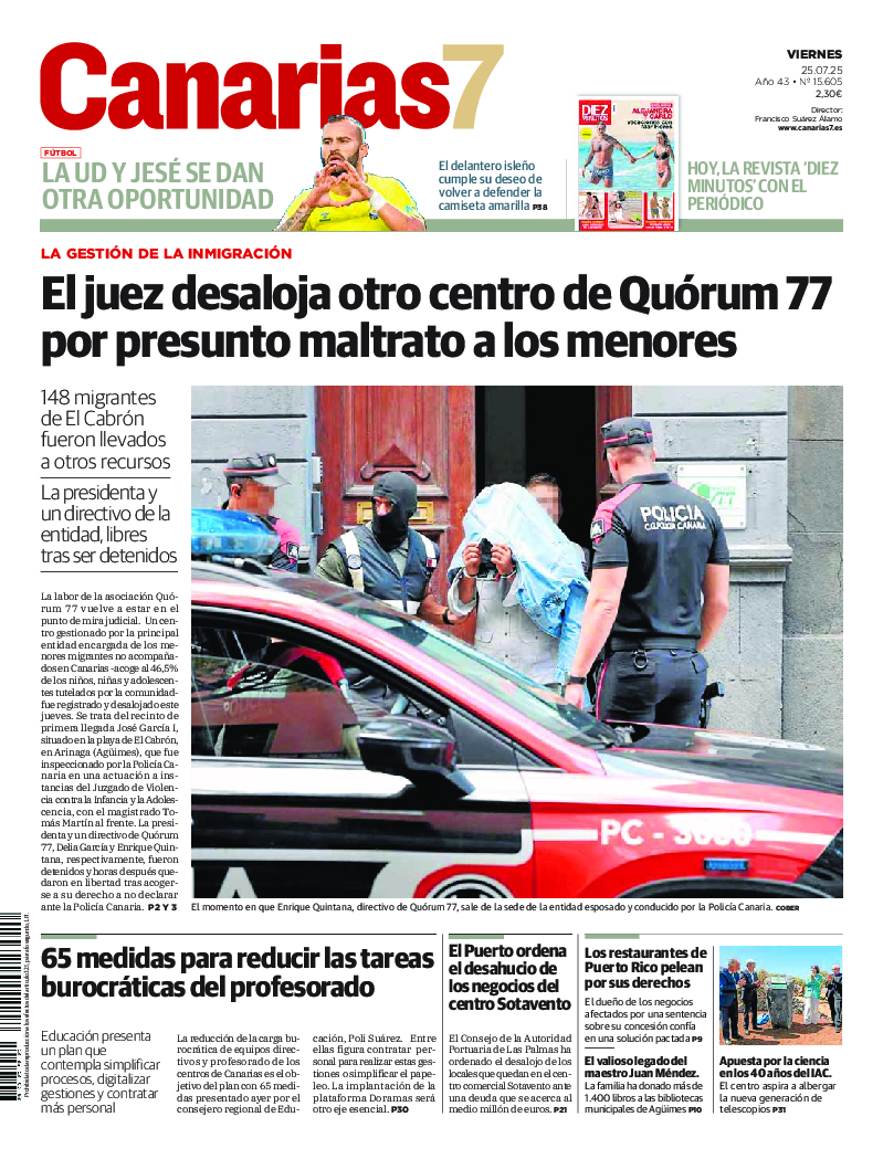 Portada Canarias7 25-07-2025