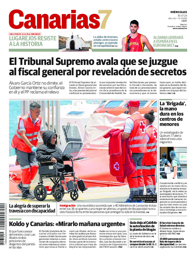 Portada Canarias7 30-07-2025