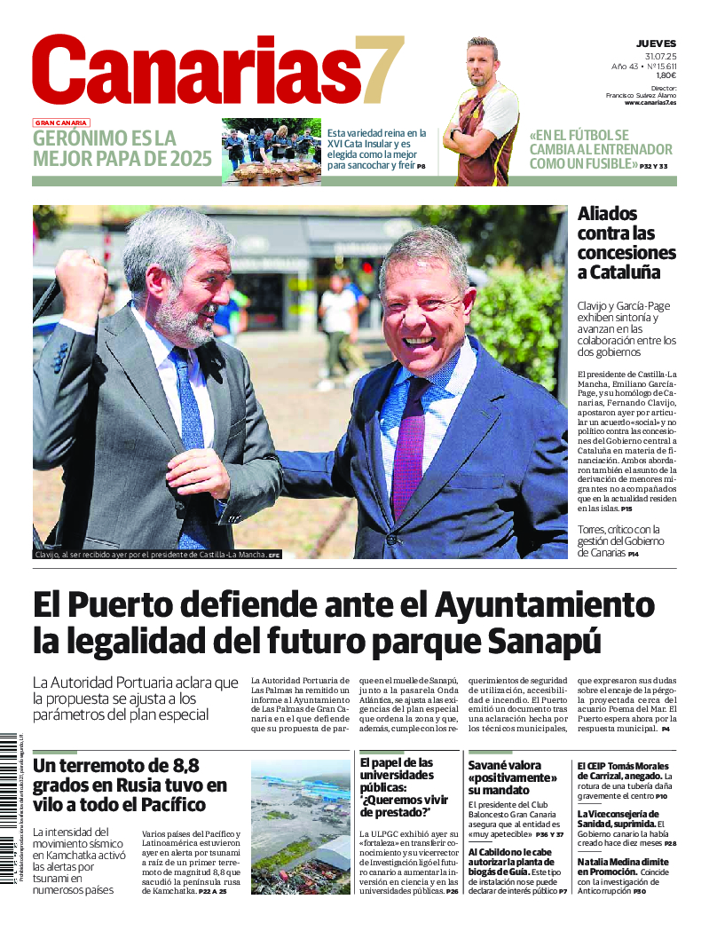 Portada Canarias7 31-07-2025