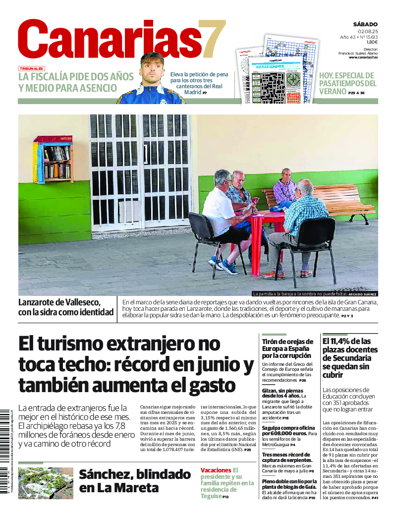 Portada Canarias7 02-08-2025