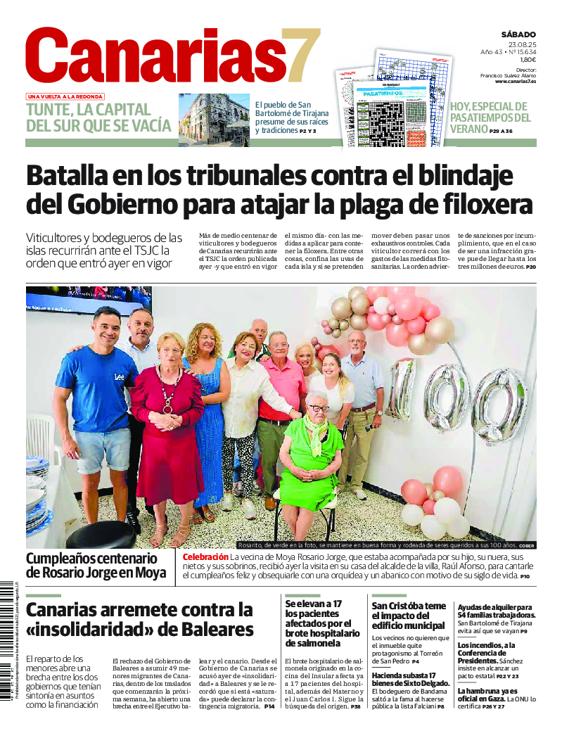Portada Canarias7 23-08-2025
