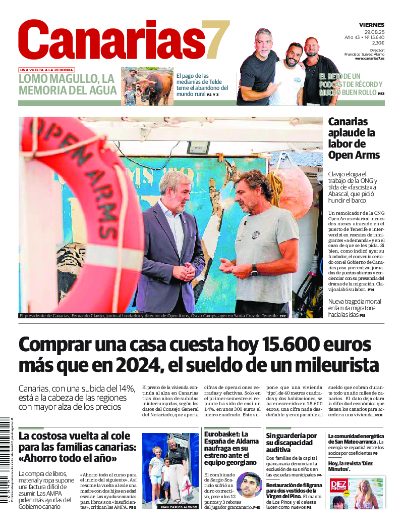Portada Canarias7 29-08-2025