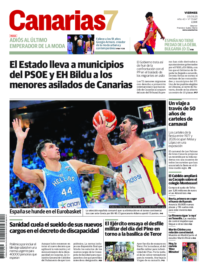 Portada Canarias7 05-09-2025