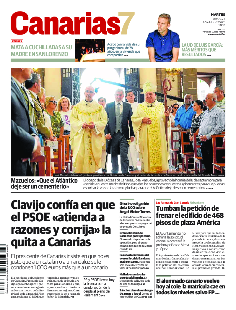 Portada Canarias7 09-09-2025