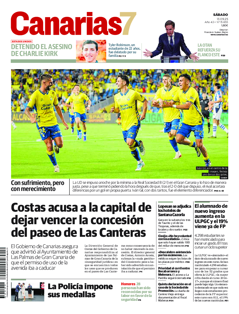 Portada Canarias7 13-09-2025